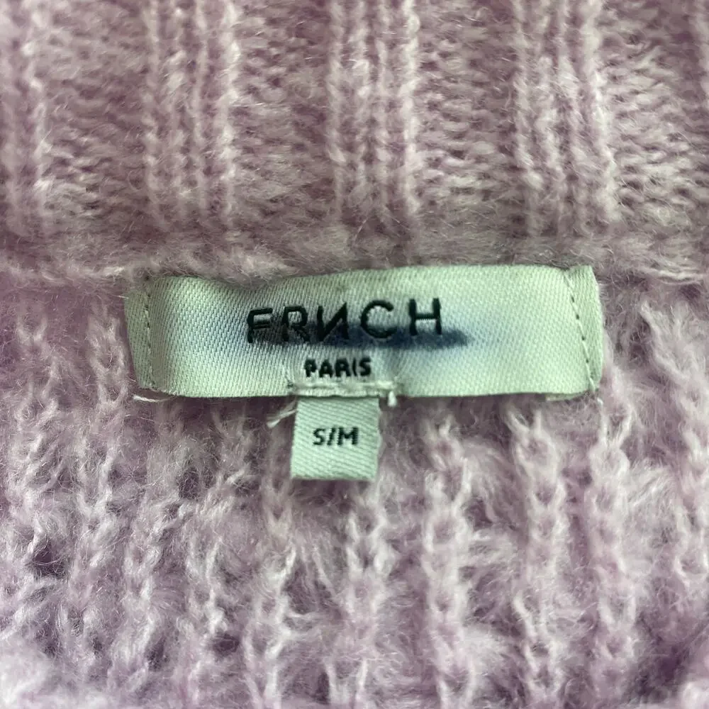 FRNCH Paris Crew Neck Pointelle Knit Sweater Lavender Sweater Size S/M - Picture 4 of 6